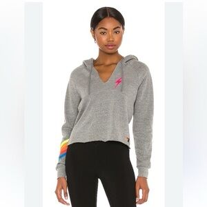 NWOT‎ AVIATOR NATION Bolt Stitch Chevron 5 Split Neck Hoodie Size Medium